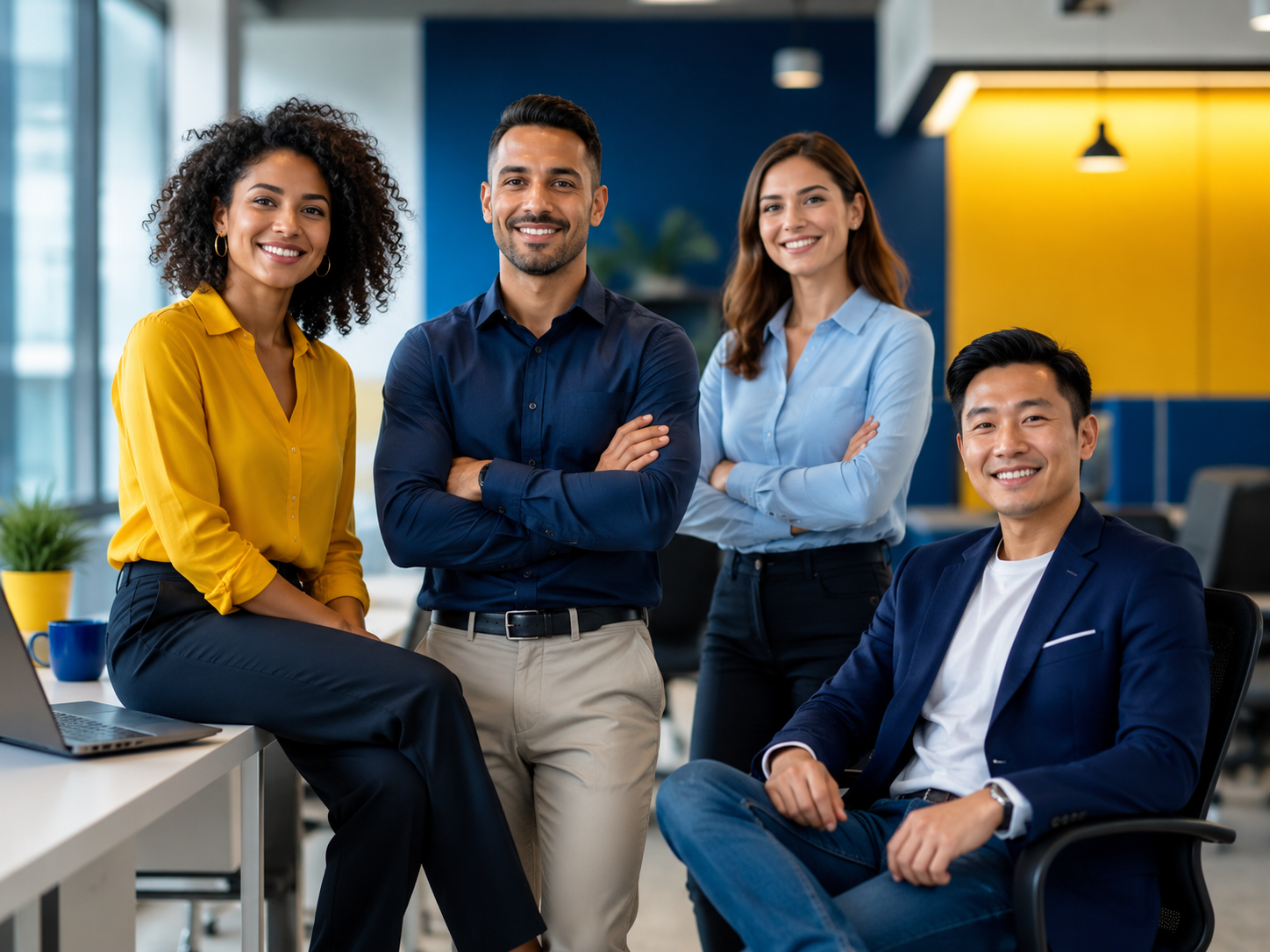 Professional AI generated business team in a modern office